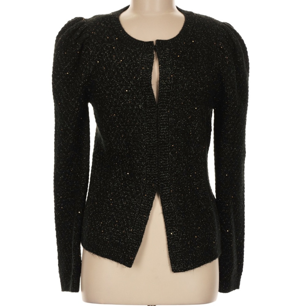 NWT express sequin puff sleeve cardigan with eye hook clasp